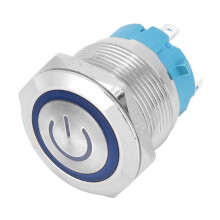 2 Stück 22mm IP65 220VAC 4-Pin Blaues LED Selbstrücksetzschalter mit Flachkopf-Design