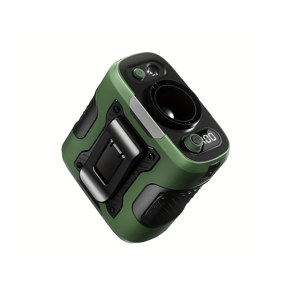 (Green) 6000Mah Portable Waist Fan Clip On Wearable Belt Shirt Body Fan Hand-Free Rechargeable Battery Operated With 100Speed & Flashlight Cooling Nec 9452381047043