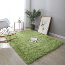 (Grass green, 80*200cm) Simple and modern silk and wool carpet, washable PV velvet floor mat for the living room, and bedside blanket for the bedroom