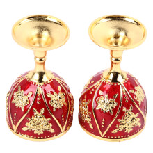 2 verres à vin, motif rose en 3D, doré et rouge