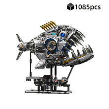 (1085pcs) 1085pcs Mechanical Shark Building Blocks Creative Model Ocean Animal Assembly Toy Suitable for Adults Birthday Gift with Display Stand, Shark Toy