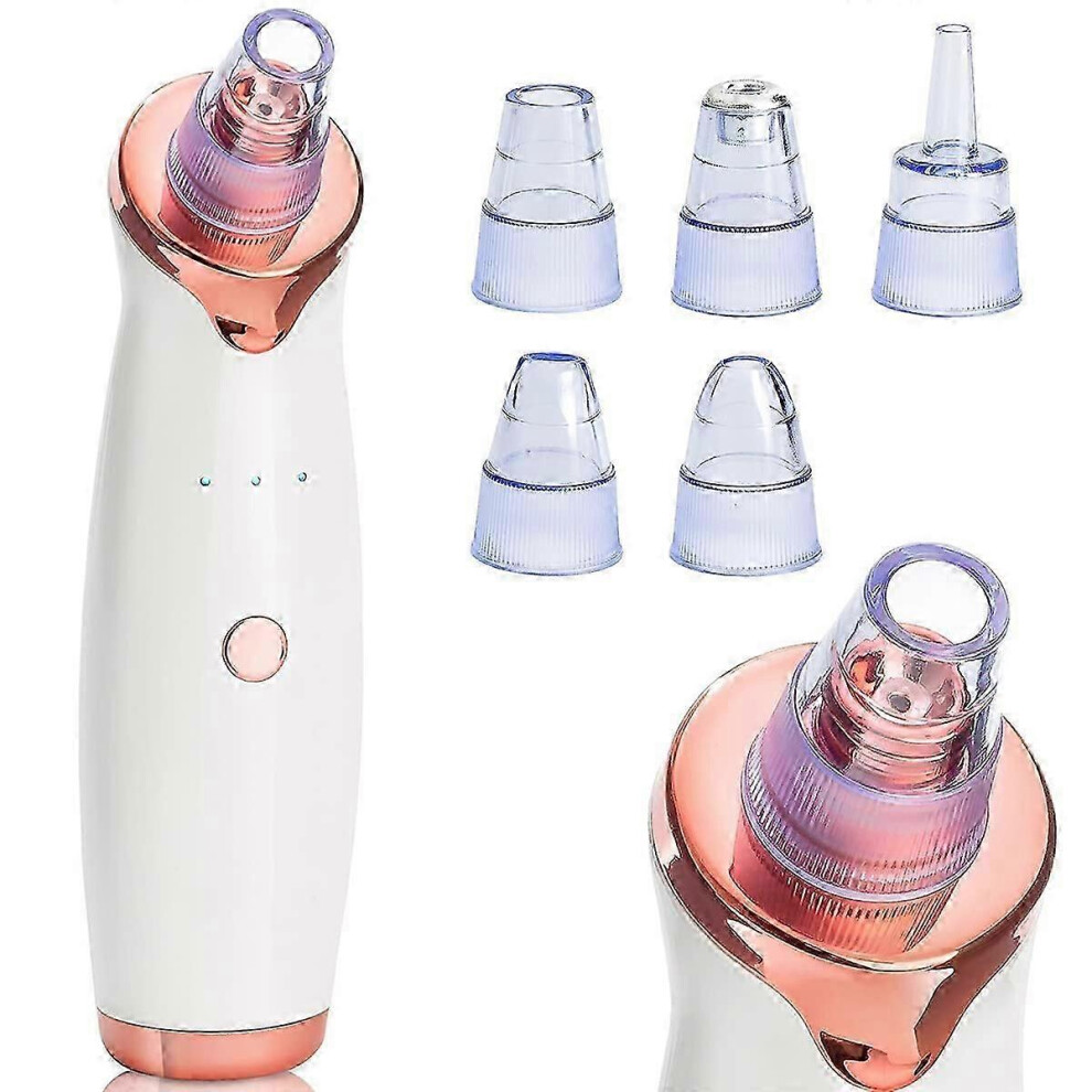 Blackhead Vacuum, Professional Facial Pore Cleaner, USB Rechargeable Suction Tool with 3 Modes and 5 Replaceable Probes