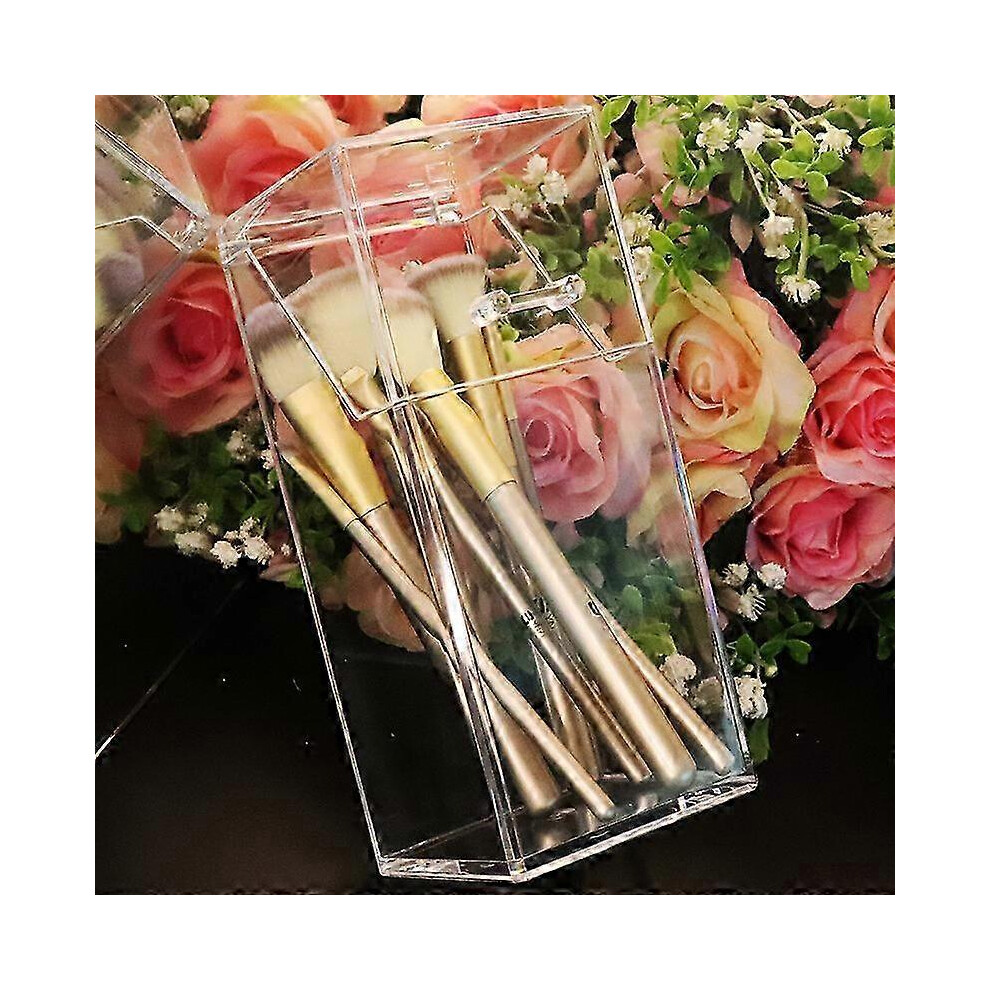 Cosmetic Brush Holder, Acrylic Cosmetic Brush Holder with Lid, Cosmetic Brush Storage Holder, Cosmetic Storage Holder for Bathroom, Dressing Table