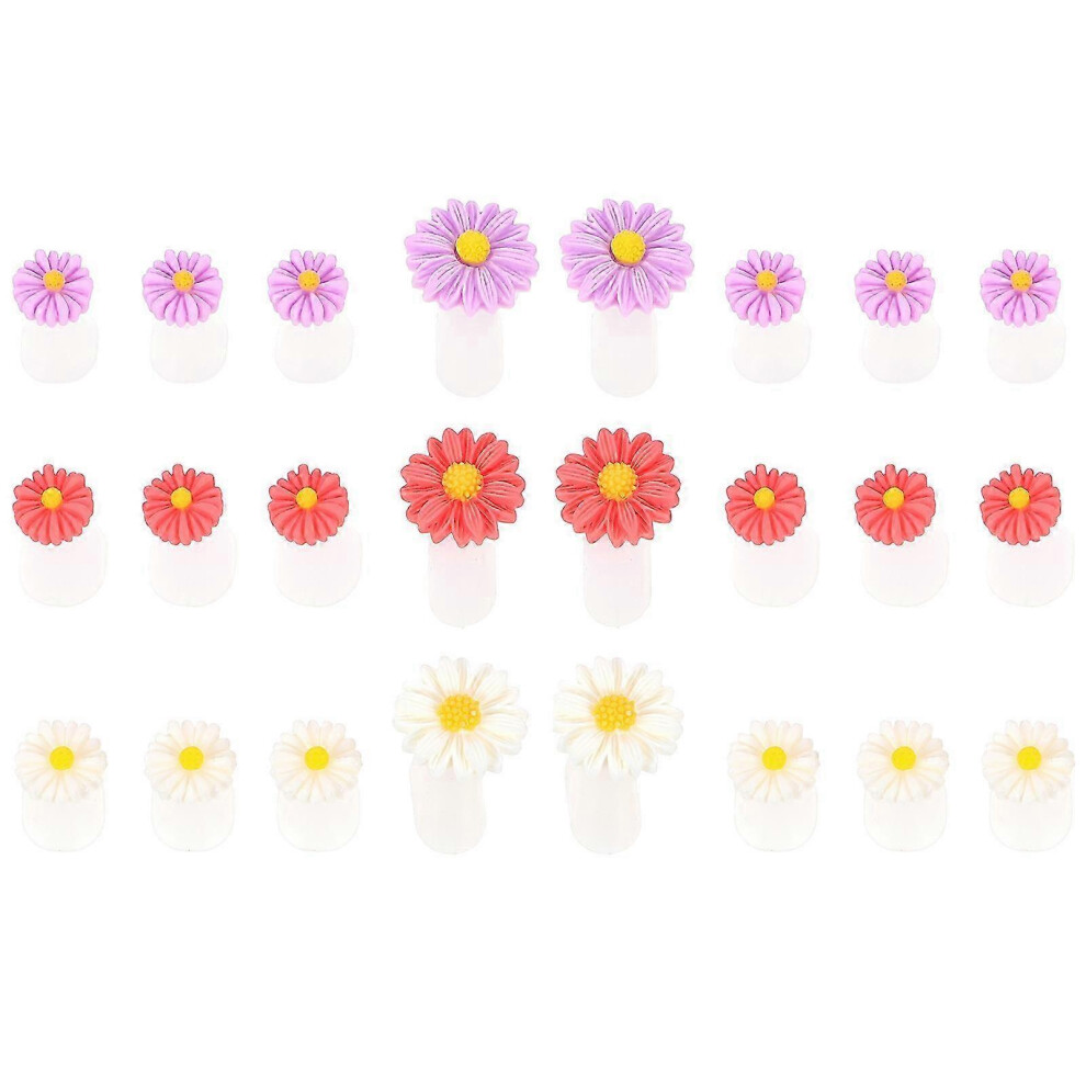 24 Pcs Daisy Pattern Silicone Toe Separators Pedicure Tools