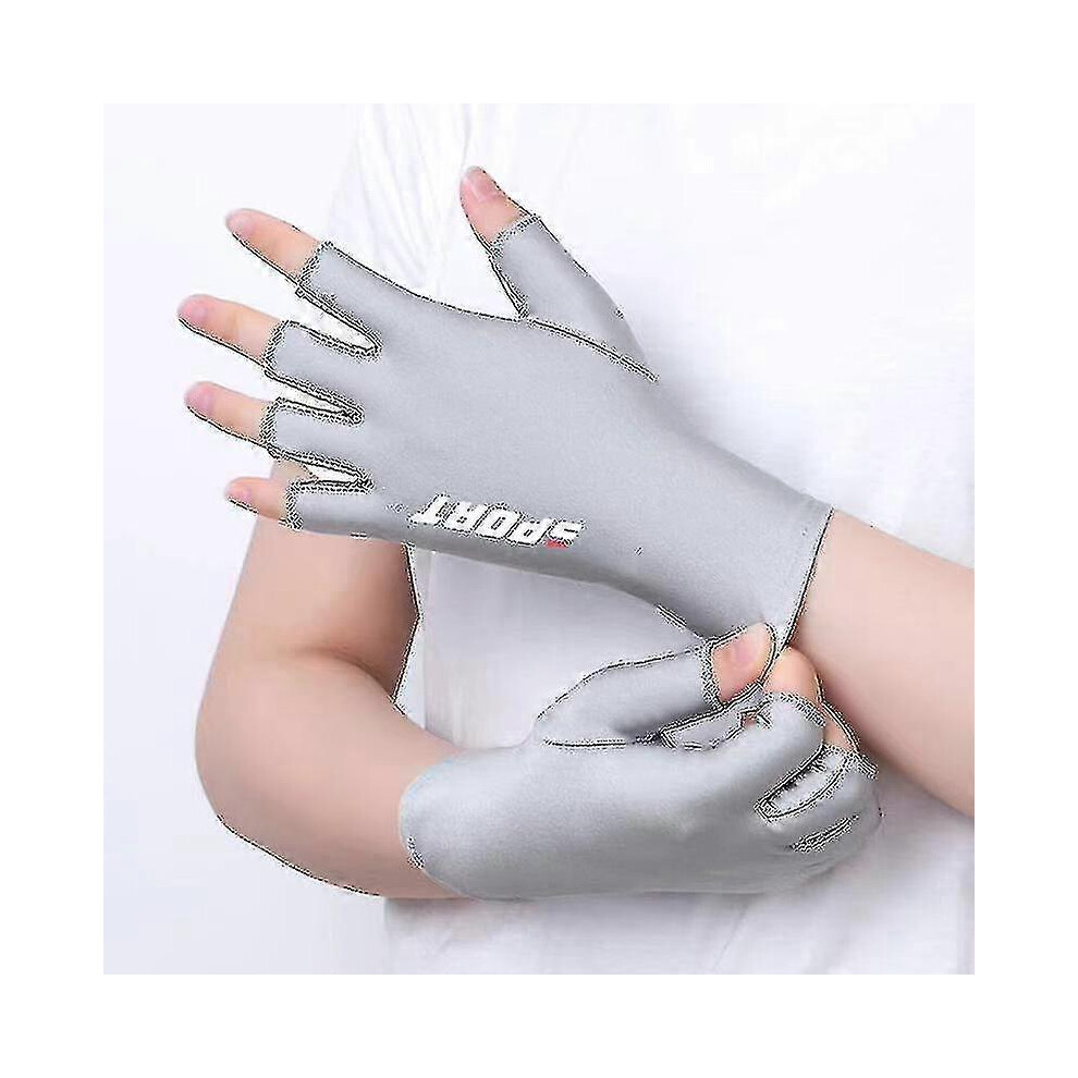 Grey (Grey) 2 Pairs Uv Gel Nail Lamp Gloves, Uv Protection Gloves For Manicure