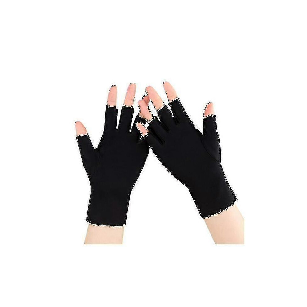 Black (Black) 2 Pairs Uv Gel Nail Lamp Gloves, Uv Protection Gloves For Manicure
