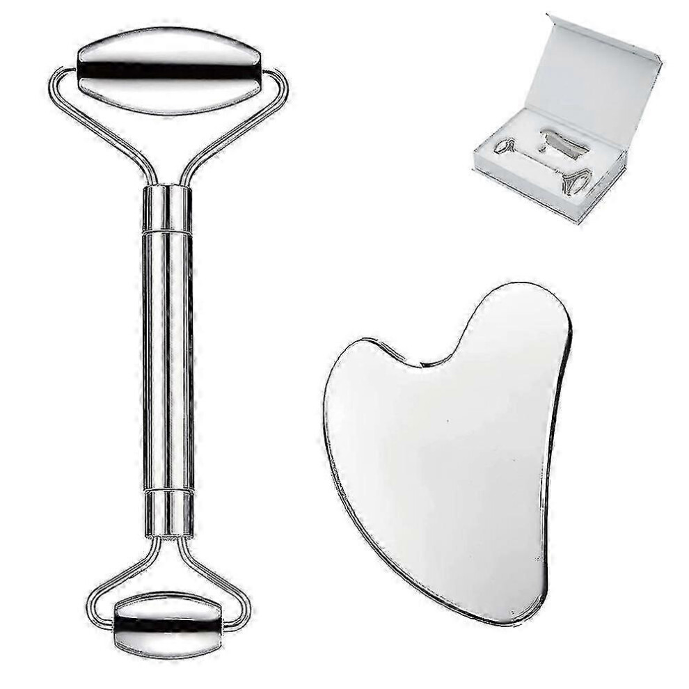 Stainless Steel Gua Sha Set and Facial Massage Roller for Face, Eyes and Neck, Practical Facial Massage Tools