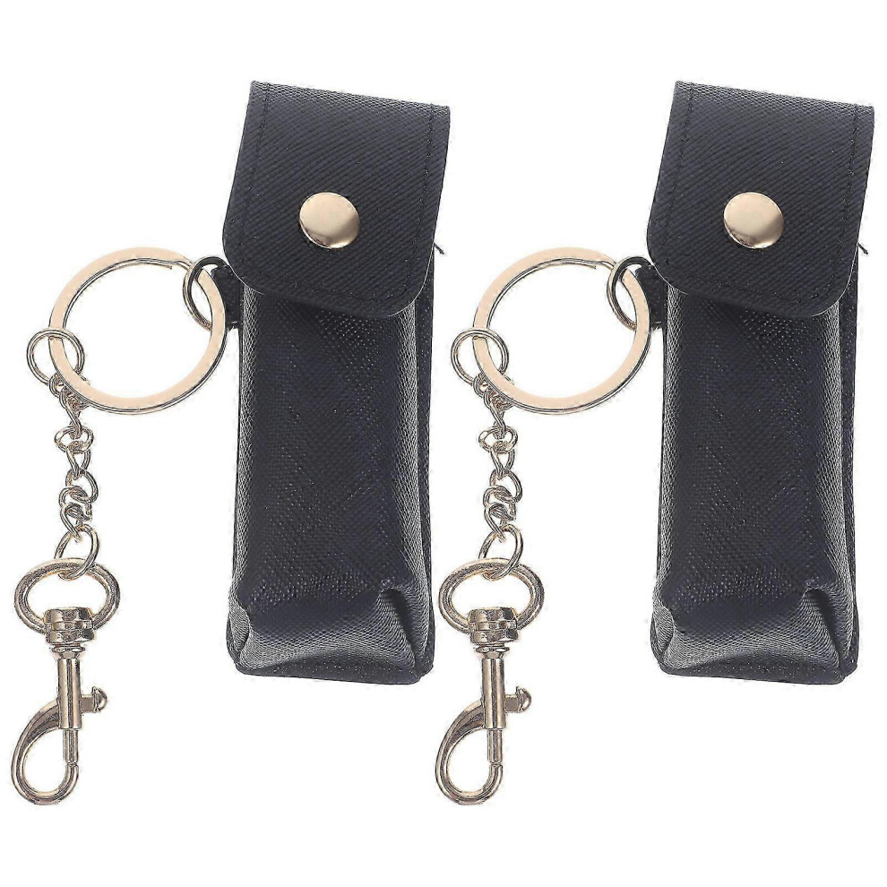 Pack Lipstick Keychain Lip Balm Storage Bag Pouches for Women Girls (Black)