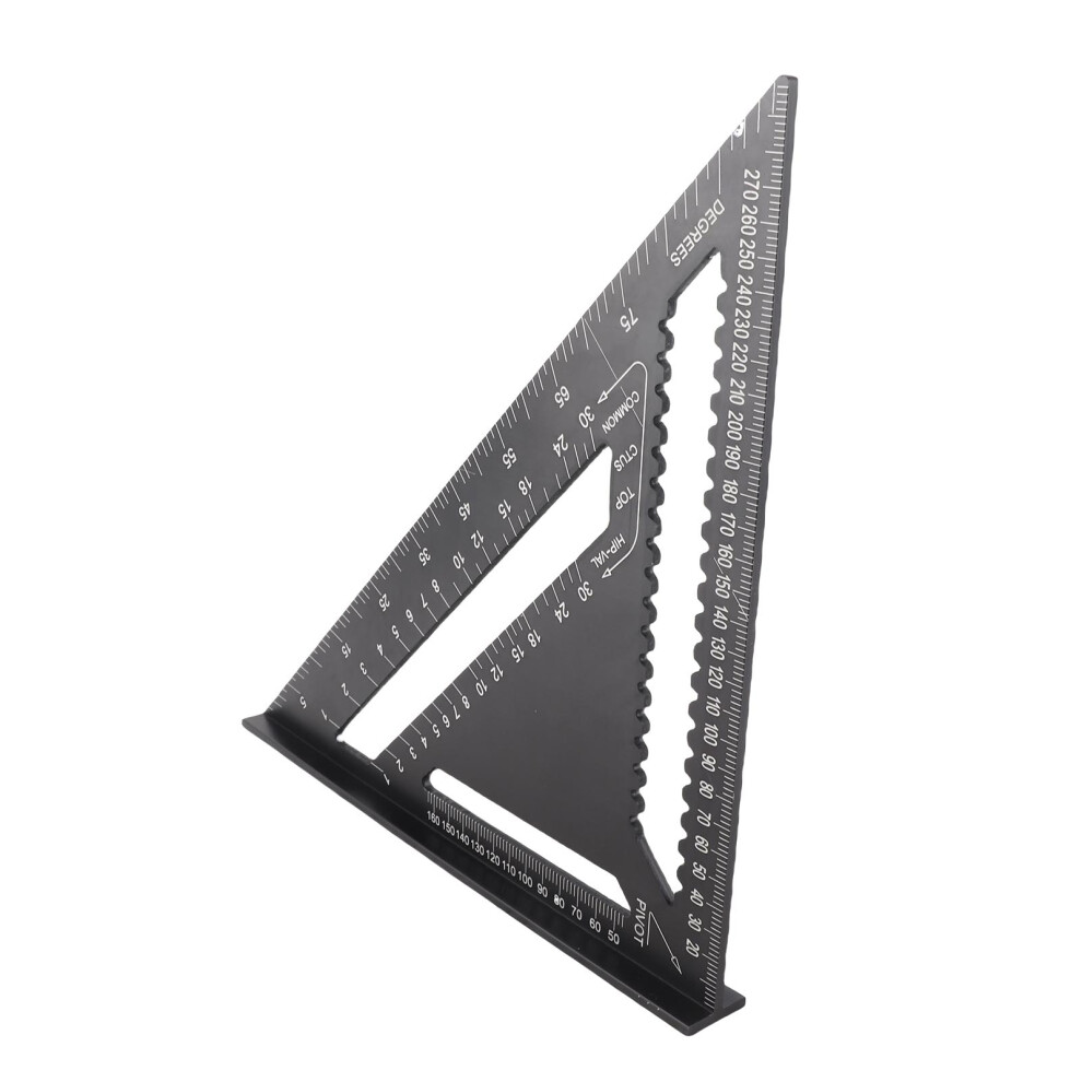 12 Inch Black Aluminum Right Angle Triangle Ruler With Protractor For Carpentry 4261349399200
