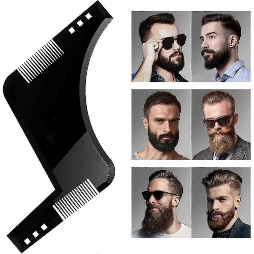 Beard Stencil (Black), Beard Shaping Guide with Comb, Beard Styling Tool, Symmetrical Beard Stencils and Beard Outline - Ri 2