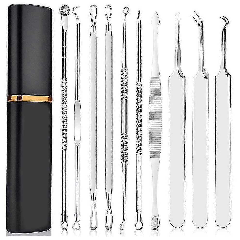 10Pcs Professional Blackhead Remover Pimple Extractor Kit for Blackheads, Forehead, and Face