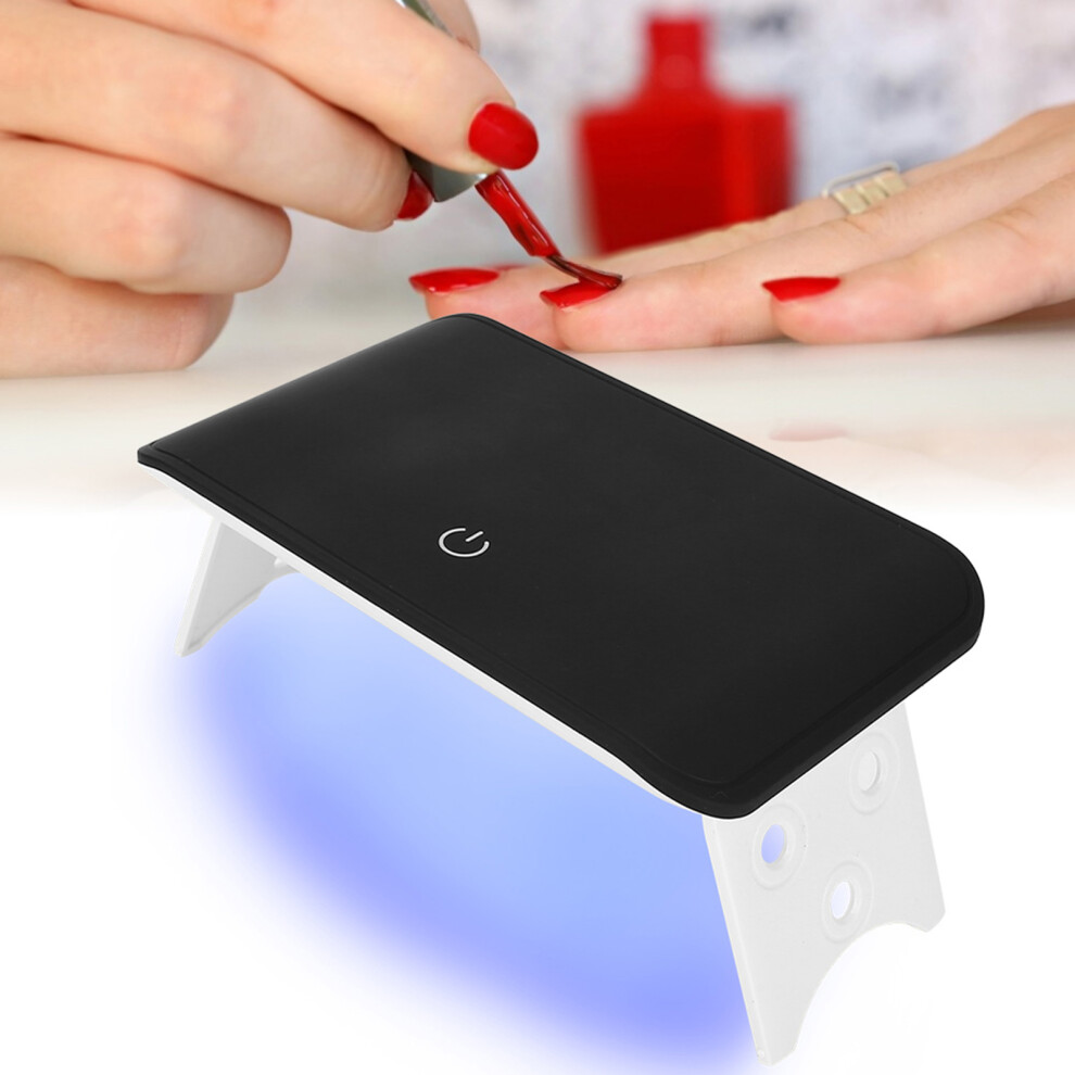 24W Foldable USB LED Nail Lamp, Black, Portable Gel Dryer, 14.5x8.5cm