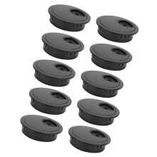 Bright Black 60mm ABS Plastic Grommet 10-Pack for Desktop Wire Hole Port Cover