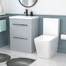 Nes Home 600mm Matte Grey 2 Drawers Basin Vanity Rimless Square Toilet