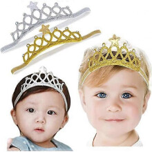 Baby Girls' Super Elastic Headband Infant Hair Band Soft Headband (Gold/Silver)