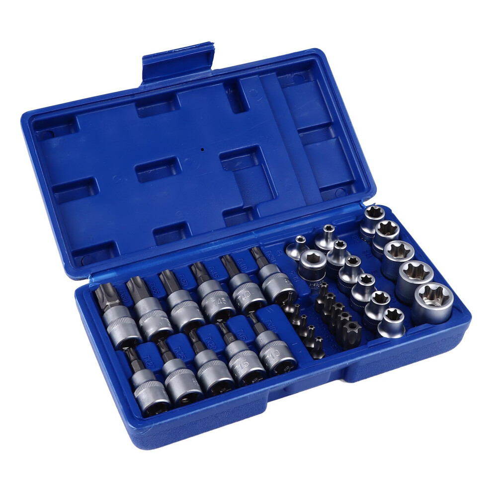34Pcs Star Screwdriver Bit Socket Set - Chrome Vanadium Steel For Bike Motorcycle Car 4041349404209