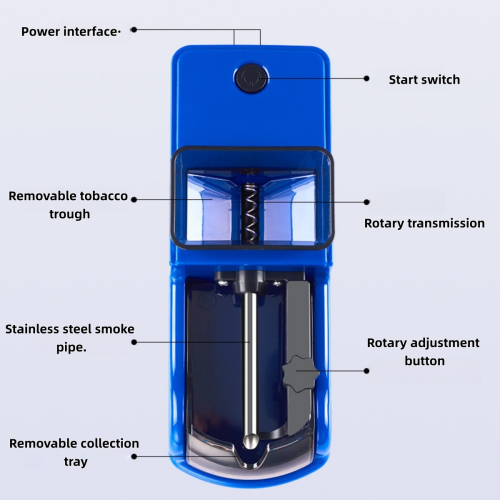 Electric Cigarette Rolling Machine – Fast Automatic Tobacco Roller Maker – Adjustable Filling Density, Stylish Blue Design 1