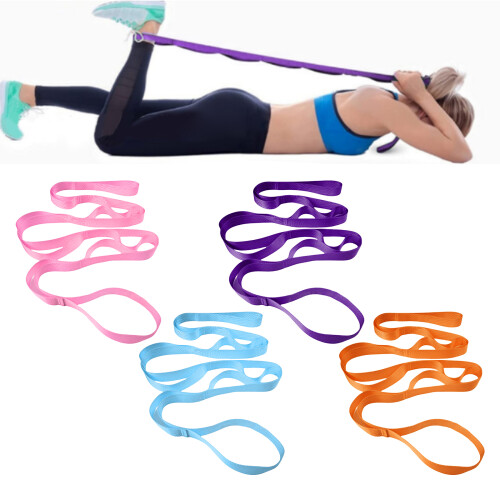 10 Loop Yoga Strap for Stretching Not-Elastic Stretch-Purple 2