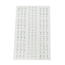 Face Jewels Stickers Self-Adhesive Pearls-Silver drop round di