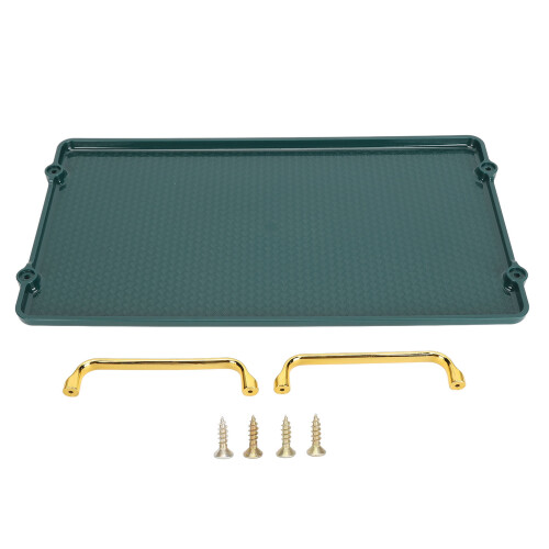Bandeja rectangular verde de plástico PS con doble asa 1