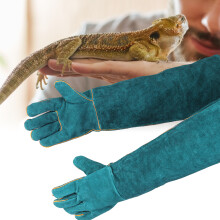 Reptil-Sicherheitshandschuhe Blau Canvas Verlängerte Schutzzeit für Schlange, Hund, Katze 39cm