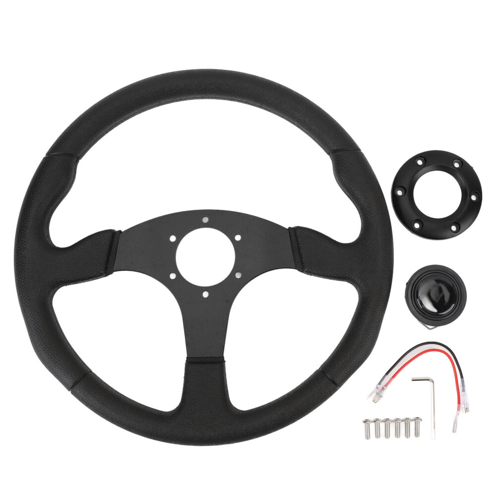 14In Universal Racing Steering Wheel Pu Leather Black 8320539266947