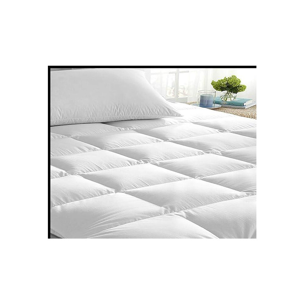 (Super King) 10cm Thick Foam Quilted Mattress Topper with Elastic Bands and Hollow Fiber Filling-image-OPC-PKG892Q-NEW