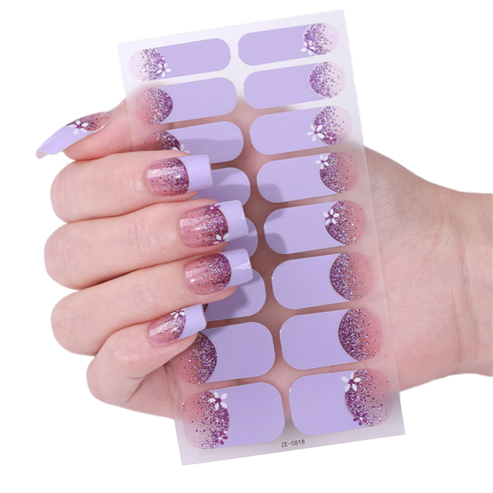 French Tip Gels Nail Strips Gels Nail Sticker Glittering-ZE0818