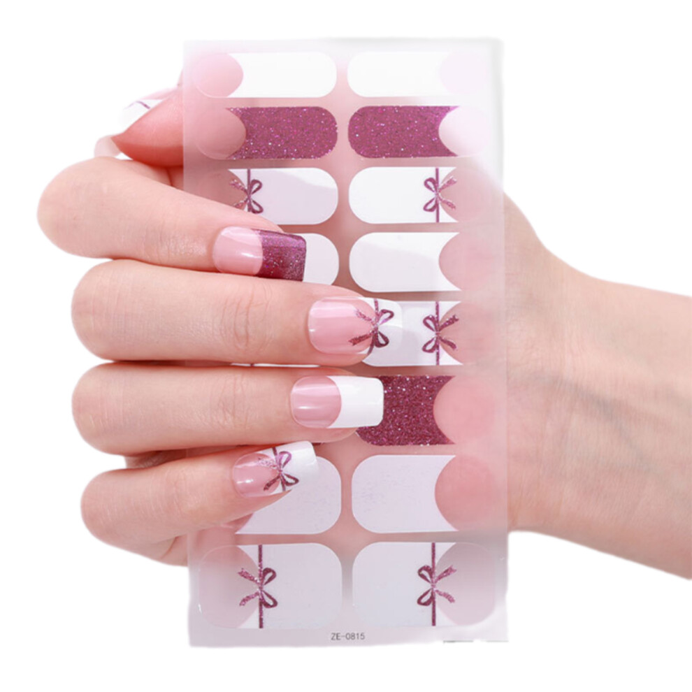 Gels Nail Strips Glittering Gels Nail Sticker French Tip-ZE0815