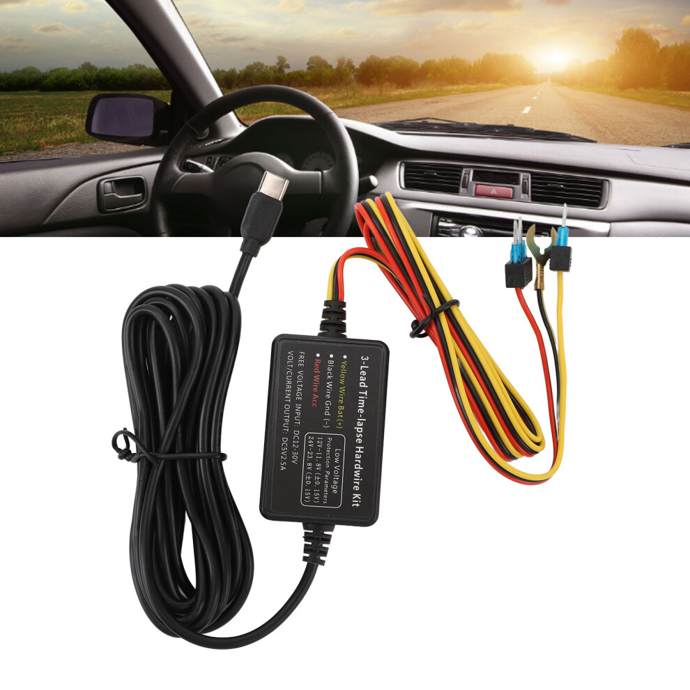 Dash Camera Hard Wire Kit 12Vâ30V To 5V Type C Power Cable For Gps Detectors 5061349418586