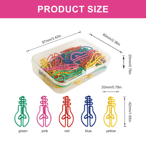 Light Bulb Shape Paper Clips 42mm Small File Clips-mixed colors 2