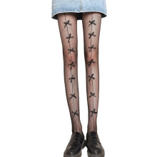 Women JK Girl Aesthetic See Through Fishnet Tights-Black
