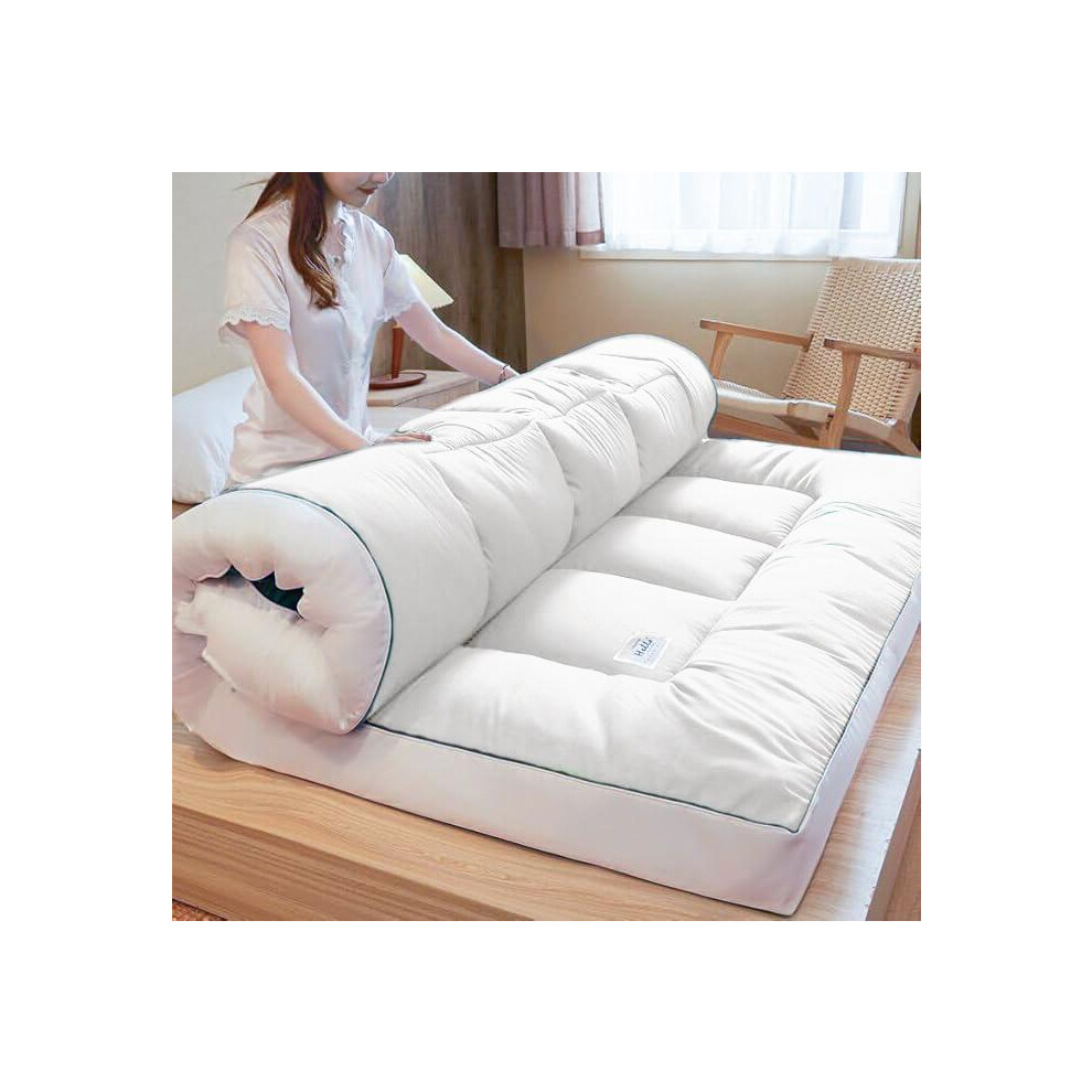 (4Ft / Small-Double (120 X 190 Cm), - Topper ) 10Cm Thick Mattress Topper Deep Hotel Quality Thickness With Elasticized Corners | Soft & Comfy B White