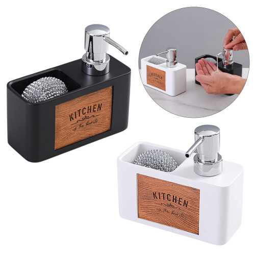 Dish Soap Dispenser with Sponge Holder,2in1 Kitchen-White 2