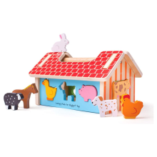 Inlegpuzzel - Boerderij met vormen - Hout - Heldere kleuren - Vanaf 3 jaar