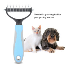 Pet Fur Hair Knot Rake Grooming Comb for Cats Dogs Blue S Size