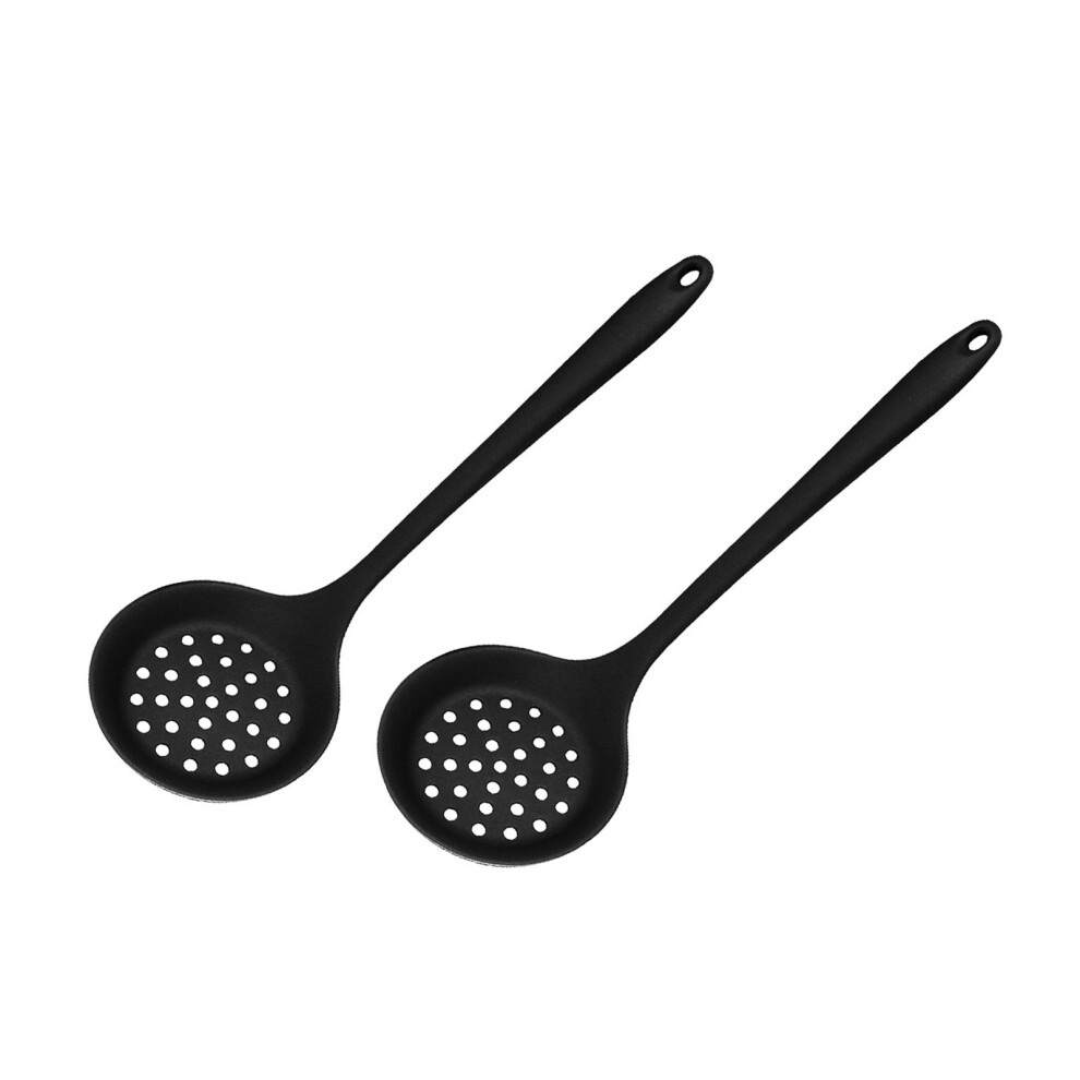 Set Of 2 Kitchen Strainer Skimmer Ladle Silicone Colander-Black 7751000101558
