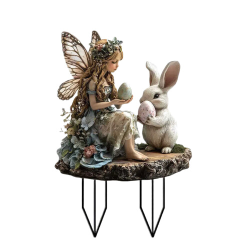 Rabbit Garden Stakes Acrylic Easter Yard Sign with Stakes-OH833