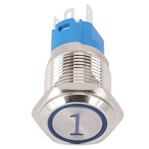 16mm blauer LED-Reset-Taster-Schalter 5 Pol, 3-6V DC 2