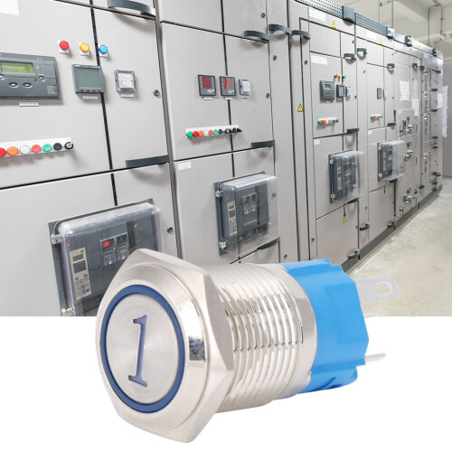 16mm blauer LED-Reset-Taster-Schalter 5 Pol, 3-6V DC