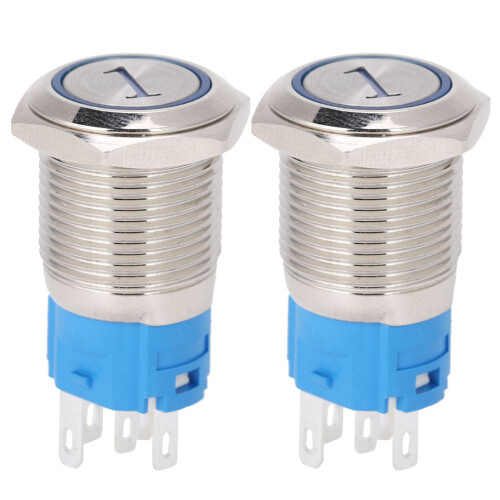 16mm blauer LED-Reset-Taster-Schalter 5 Pol, 3-6V DC 1
