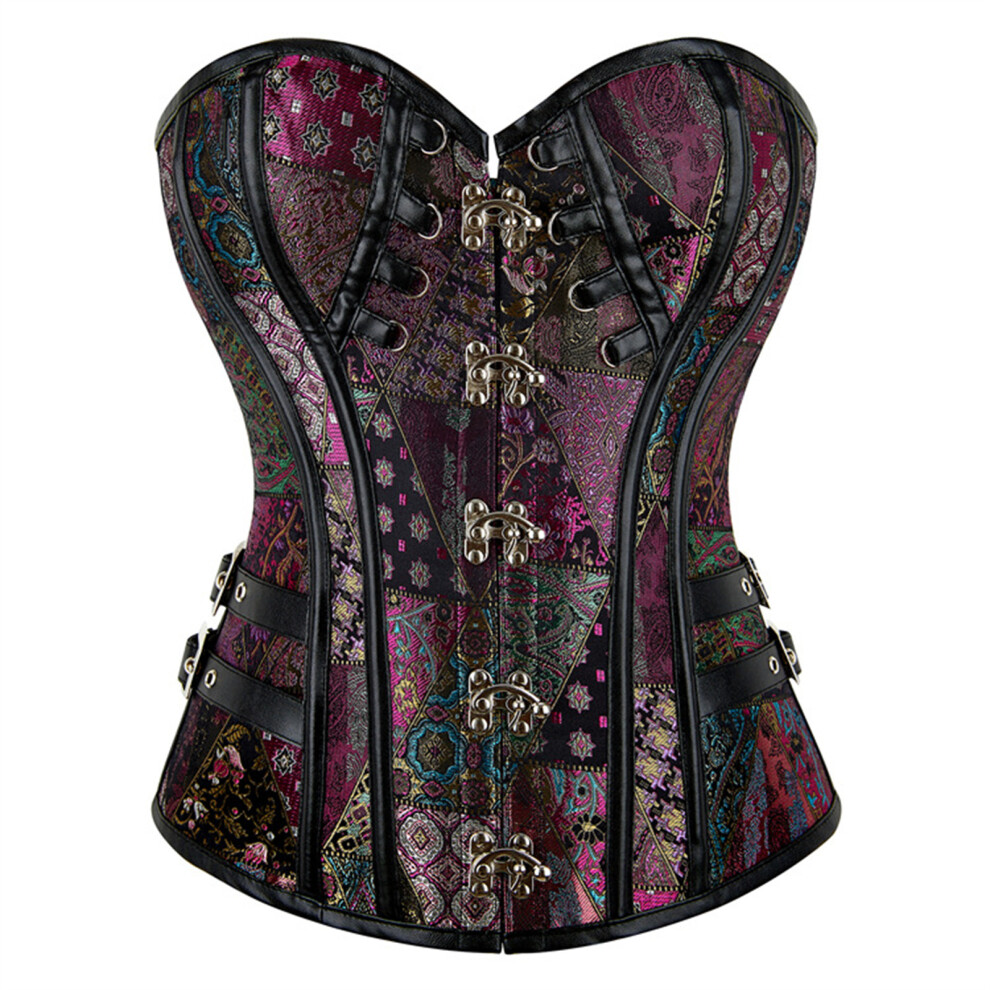 Girls Corset Lingerie Top Waist Shapewear Top for-dark violet L
