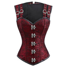 Gothicism Elegant Corset Sleeveless Shapewear Double-dark red S