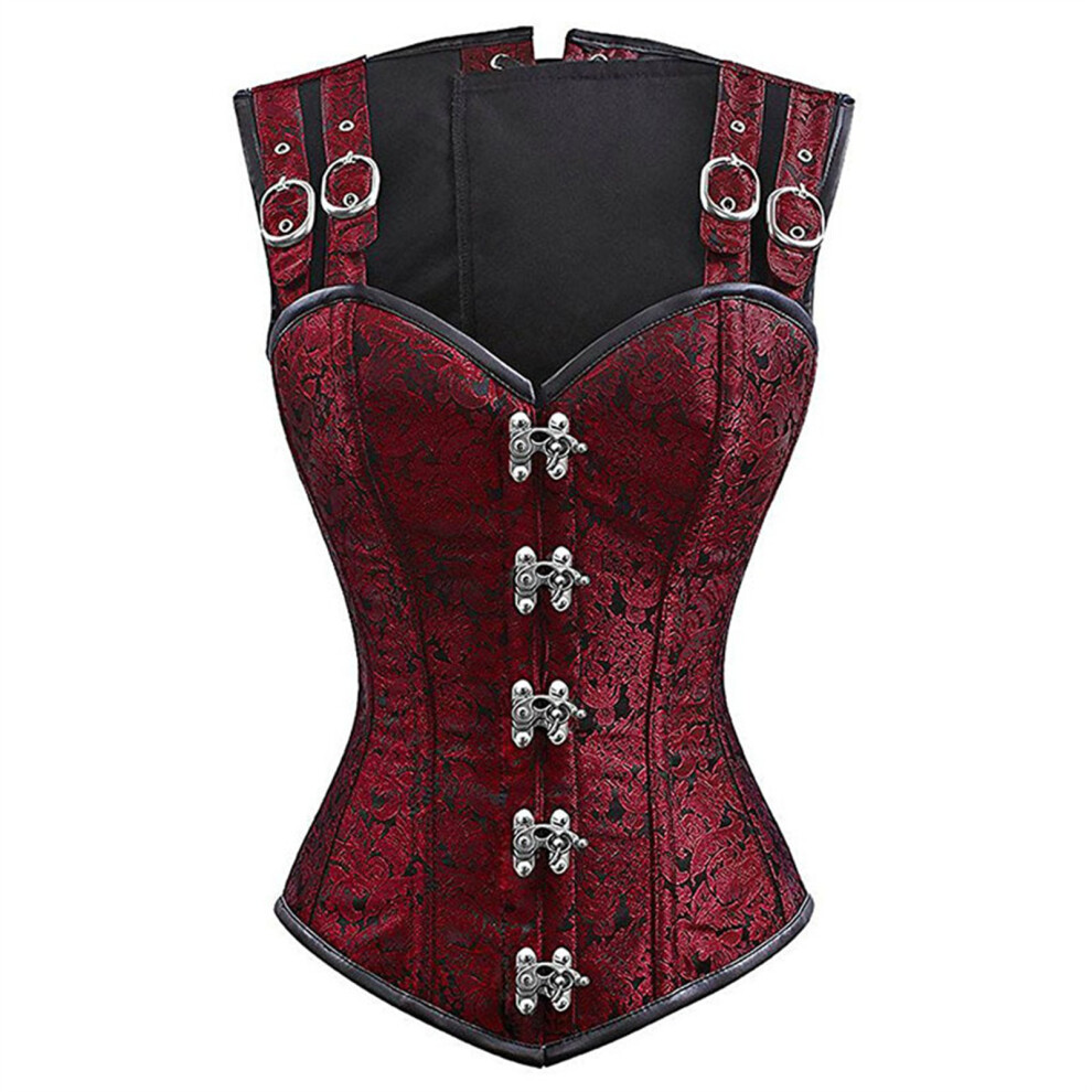 Gothicism Elegant Corset Sleeveless Shapewear Double-dark red S