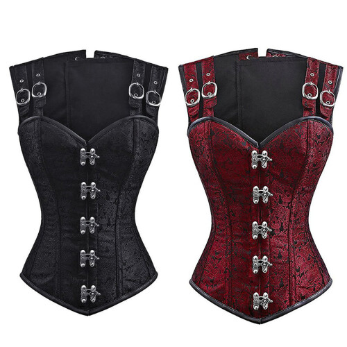 Gothicism Elegant Corset Sleeveless Shapewear Double-dark red S 2