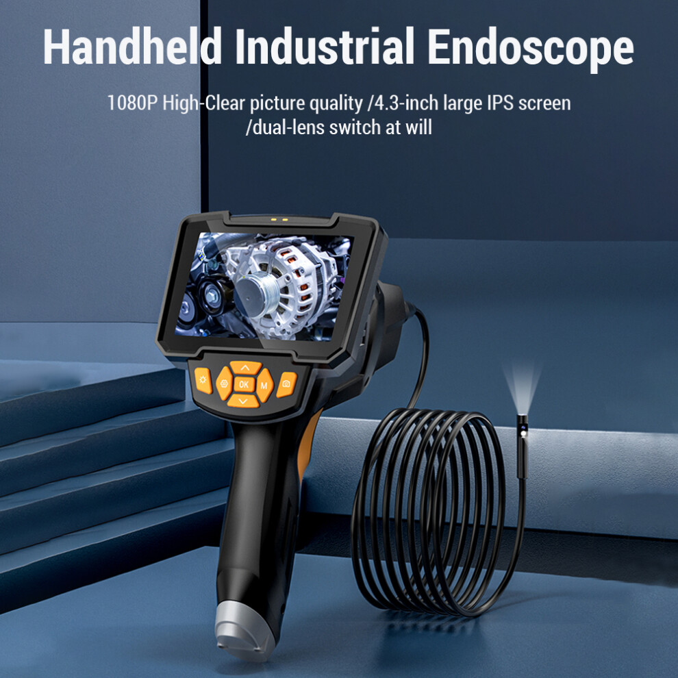 Handheld Industrial Endoscope 4.3" Ips 1080P Waterproof Borescope Light 7671349428416