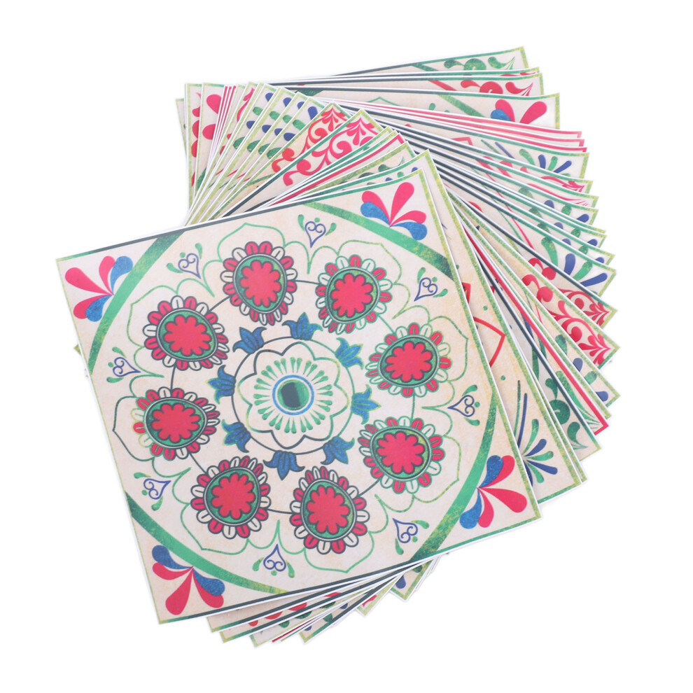 Waterproof Pvc Floral Tile Stickers 24Pcs Self Adhesive For Kitchen & Bathroom 3791349432566