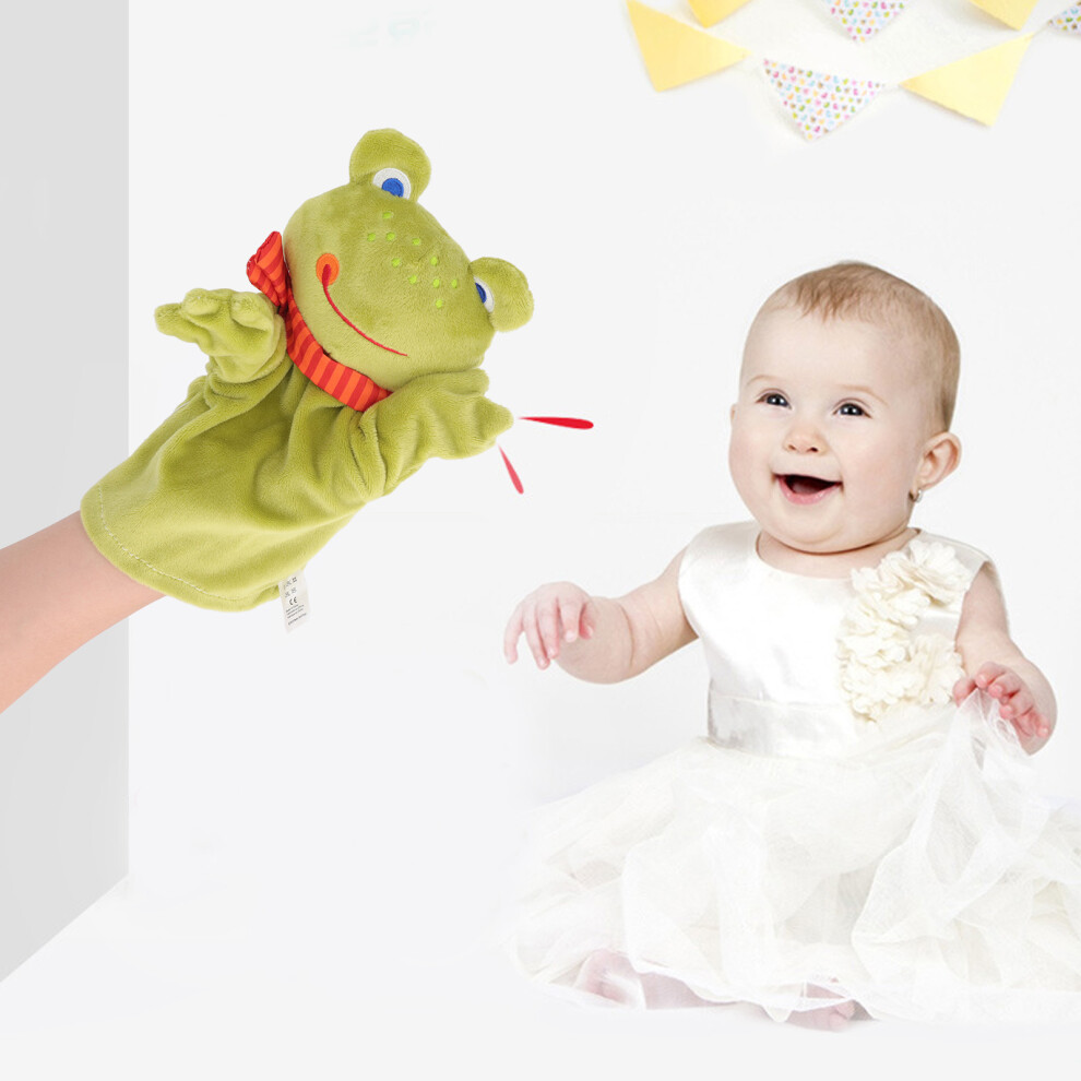 Kids Hand Puppet Soft Plush Frog Toy for Toddler Parent-Child Play