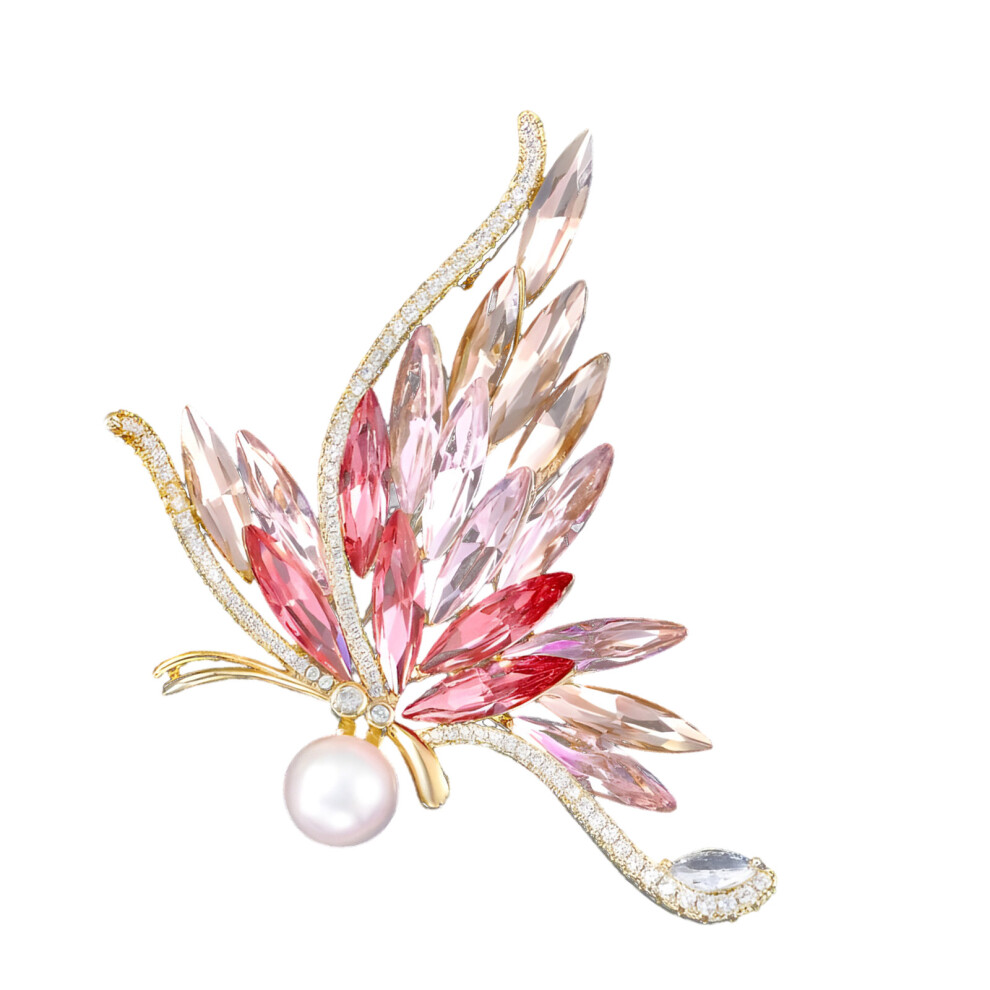 Red Crystal Butterfly Brooch Pin Unique Clothing Jewelry