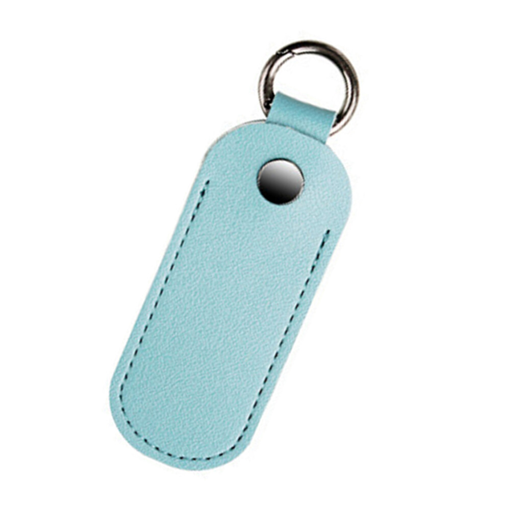 Pu Leather Flash Drive Case Storage Bag With Keychain-Aqua Blue 7751000106485